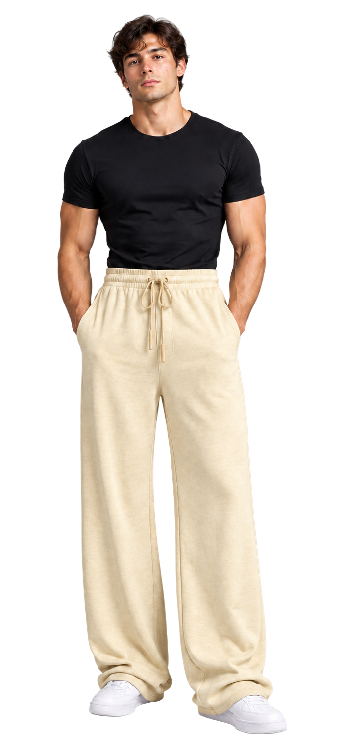 Beige Wide Leg Joggers